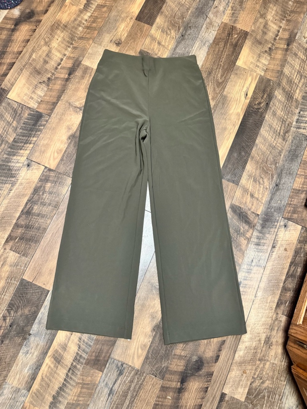 Anthro Boston Proper Olive Wide-Leg Trousers